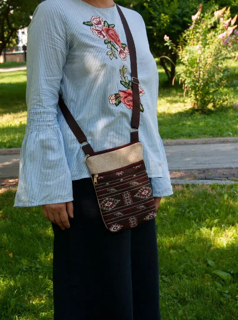 Crossbody Purse Brown Ethnic Beige S.webp