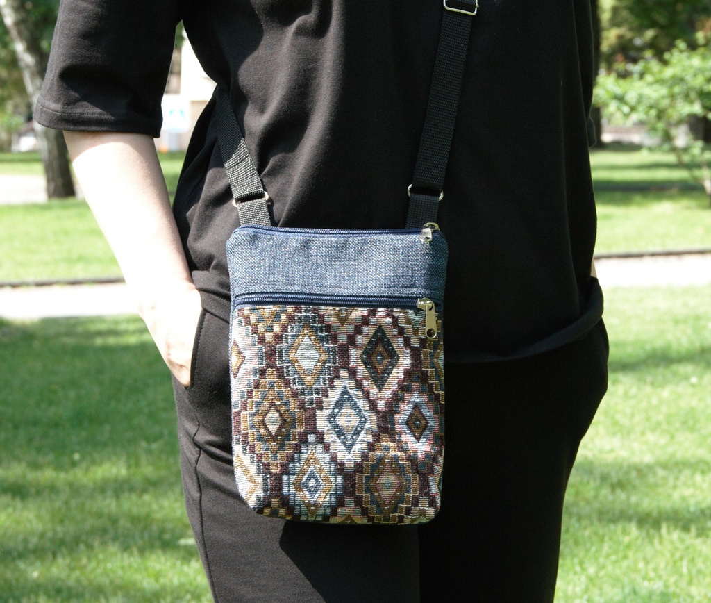 [crp-rhomb-blue-s] Crossbody Purse  Rhombus Blue S