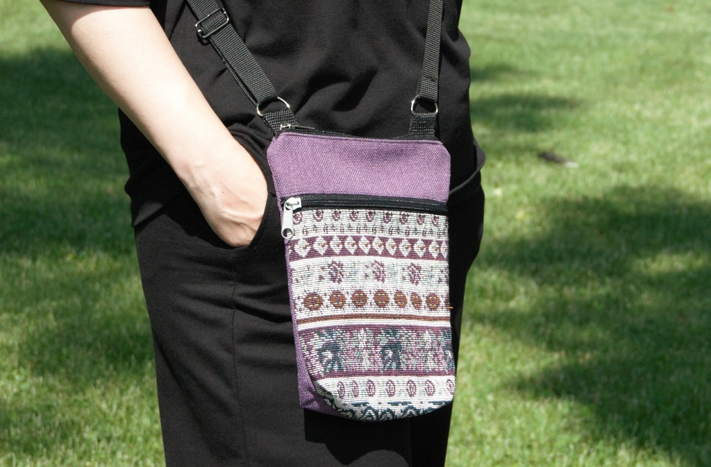 [crp-tribal-violet-s] Crossbody Purse Tribal Print Violet S