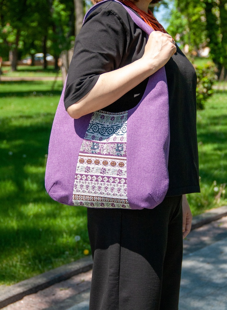 [hob-tribal-violet-m] Hobo Bag Tribal Print Violet M