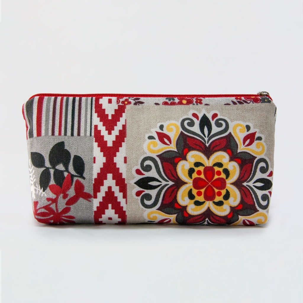 [npz-ethnic-grey-m] Zipper Notions Pouch Ethnic Ghey M